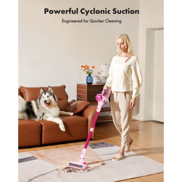 Trucozie 8-in-1 Lightweight Stick Vacuum with 45mins Runtime (Pink)