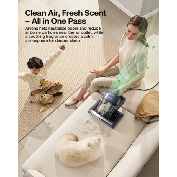 Trucozie Mattress Vacuum Cleaner, 16Kpa Bed Vacuum with Smart Dust Sensor, Anion & Aromatherapy, 275nm UV Light, 149℉ Heat & Ultrasonic & Tapping, Corded for Bed Sofa Couch Pet Hair, Black