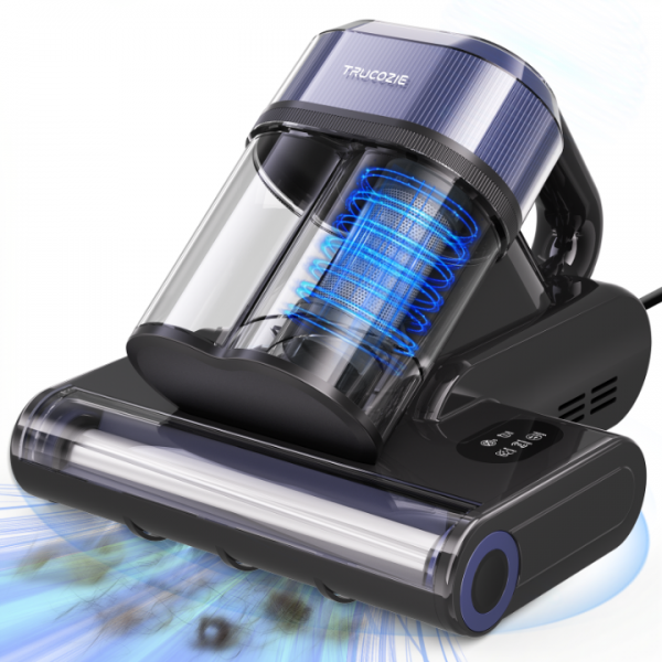 Trucozie Mattress Vacuum Cleaner, 16Kpa Bed Vacuum with Smart Dust Sensor, Anion & Aromatherapy, 275nm UV Light, 149℉ Heat & Ultrasonic & Tapping, Corded for Bed Sofa Couch Pet Hair, Black